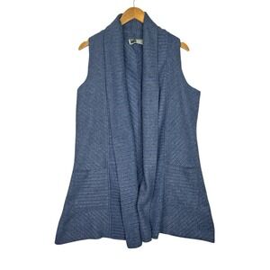 Habitat Clothes To Live‎ In Open Front Sweater Vest S Gray Shawl Collar Longline